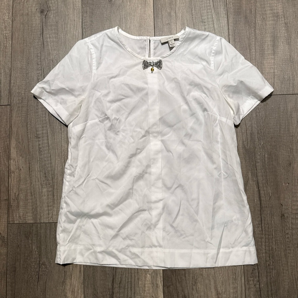 J. Crew White Blouse with Bow Accent